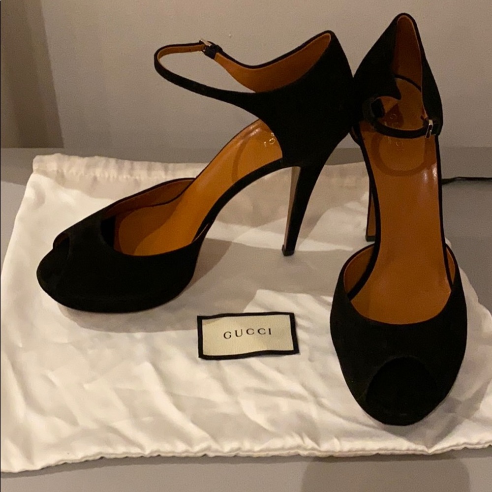 Gucci platform heels, black, EUC